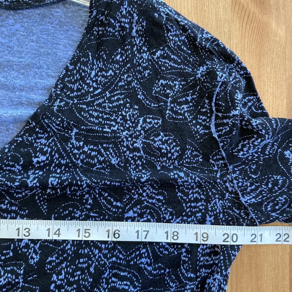 Free People Tunic Top Size Small Black & Blue Combo Loose Fit Crop Back Sahara - Picture 9 of 13